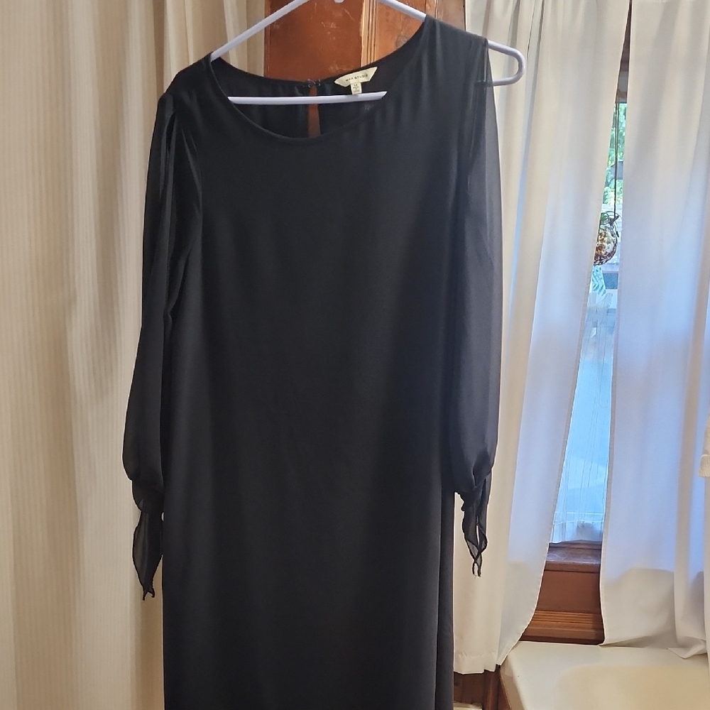Max Studio Black Cocktail Dress with Bishop Sleeves